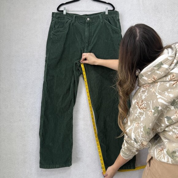 Levi's Corduroy Carpenter Pants Mens 38x32 Green Workwear Utility 55849-0055 - Picture 6 of 13